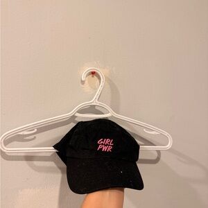 Black Cap with Pink 'Girl PWR' Embroidery